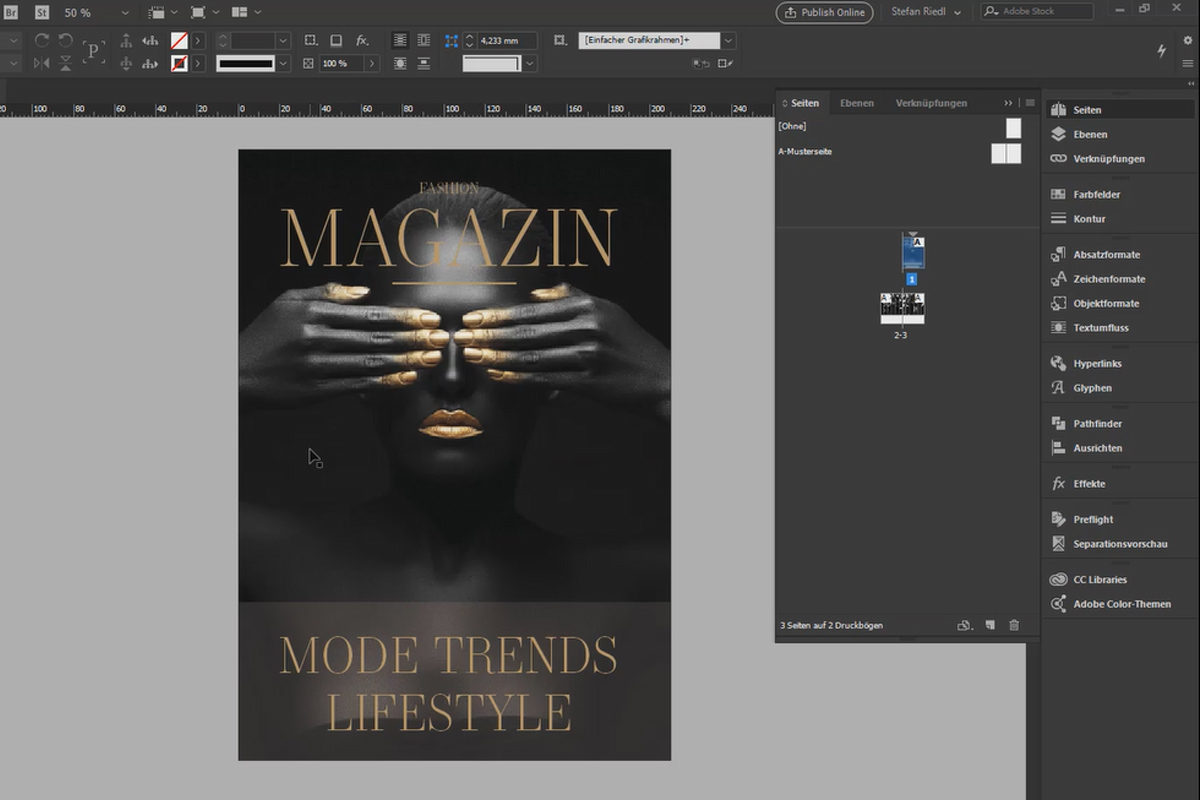 InDesign lernen – Tutorial für Einsteiger: 3.2 Musterseiten in Broschüren und Pagina