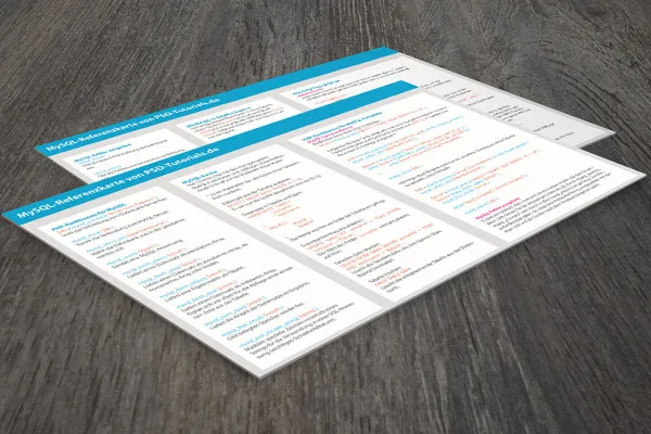 MySQL-Referenzkarte zum Ausdruck als PDF-Datei