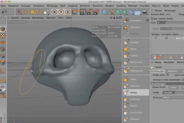 Sculpting in CINEMA 4D - Kreativtraining: Teil 06 - Schädelbasis formen