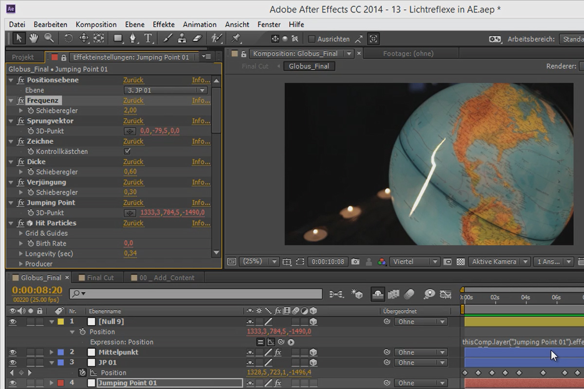 3D-projekt i After Effects: Globpunkten