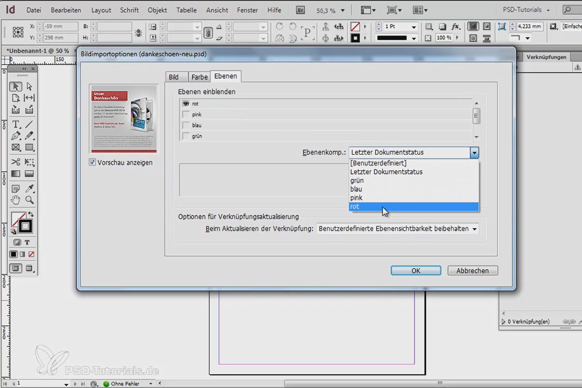 Tips & tricks for Adobe InDesign: Import Photoshop files and use layer compositions cleverly
