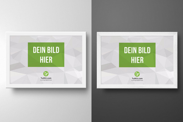 Mockup for a white picture frame in landscape format