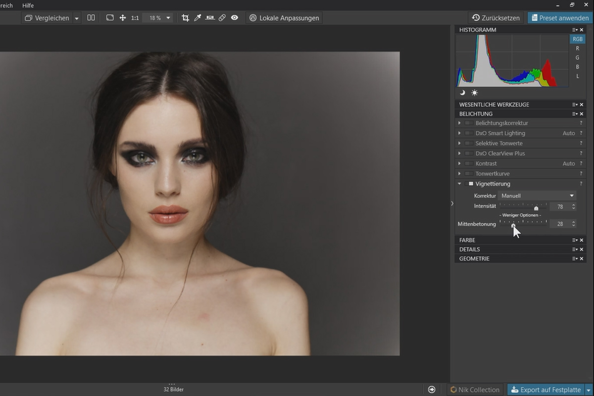 DxO PhotoLab-Tutorial: 3.7 | Vinyetleme