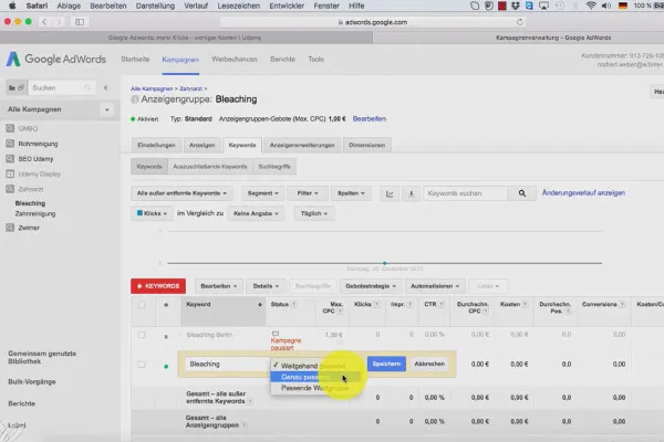 Google AdWords – weniger Kosten, mehr Kunden – 5.3 Anzeigengruppe: Keywörter (Grundlagenwissen)