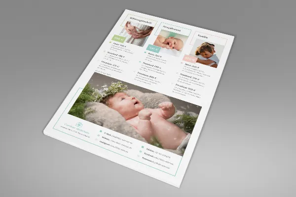 Listino prezzi - Modello per fotografi: Fotografia di neonati e bambini appena nati (Versione 2)