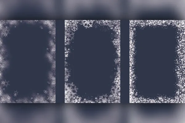 10 picture frames for Christmas and winter with snowflakes and ice crystals (version 1)