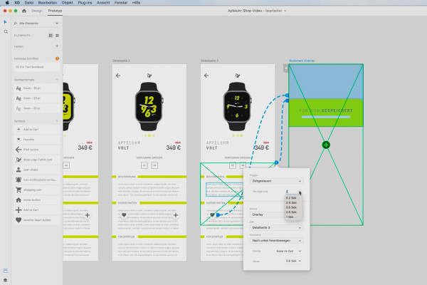 Adobe XD-självstudie: 21 | Skapa high-fidelity-prototyp, Del 3 - Overlay-funktion