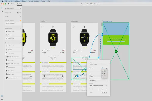 Adobe XD-Tutorial: 21 | High-Fidelity-Prototyp kreieren, Teil 3 – Overlay-Funktion
