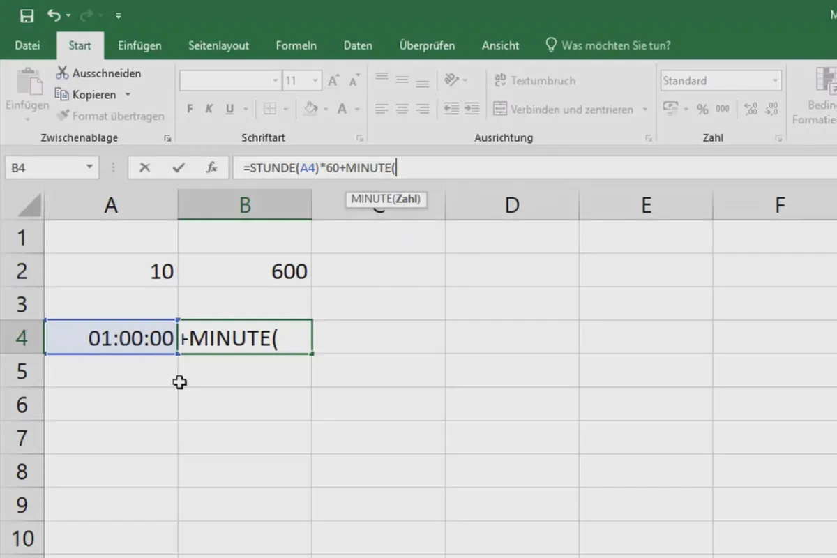 Excel-Training für mehr Effizienz im Büro: Kalender, Organigramm & Co – 3.10 Stunden in Minuten umrechnen