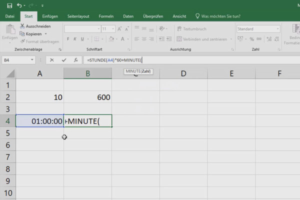 Excel training for more efficiency in the office: Calendar, organization chart & Co - 3.10 Convert hours into minutes