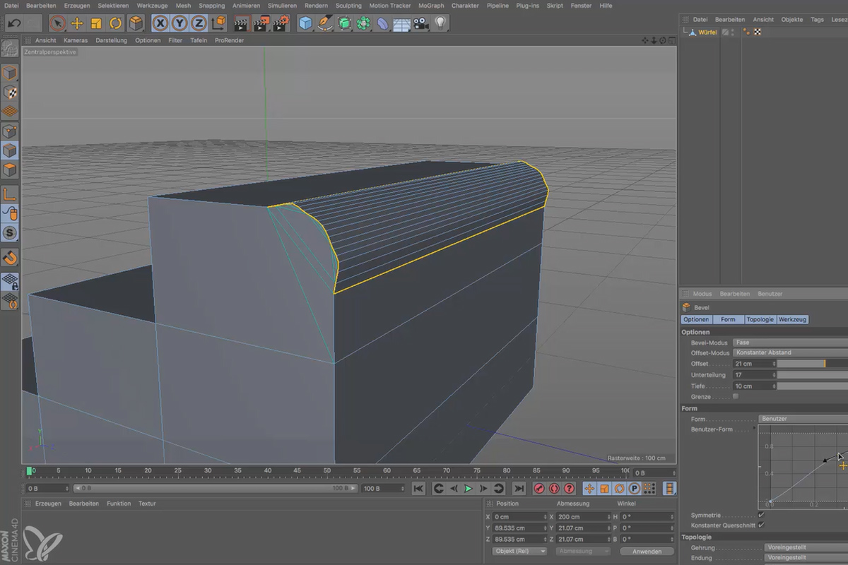 Cinema 4D för nybörjare - 3D-praxis: 3.5 Bevel.