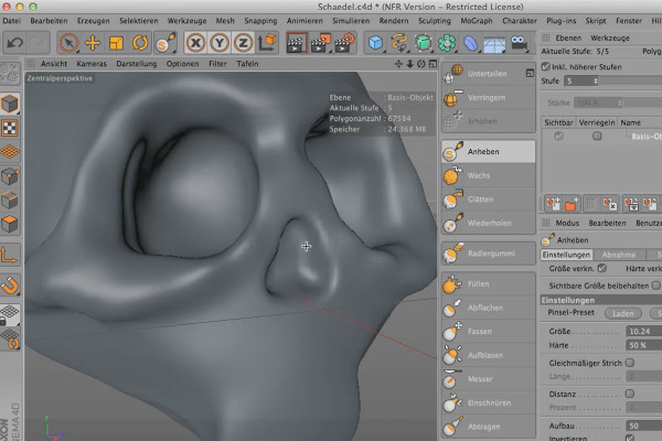 Modellera i CINEMA 4D - Kreativträning: Del 07 - Modellera näsan
