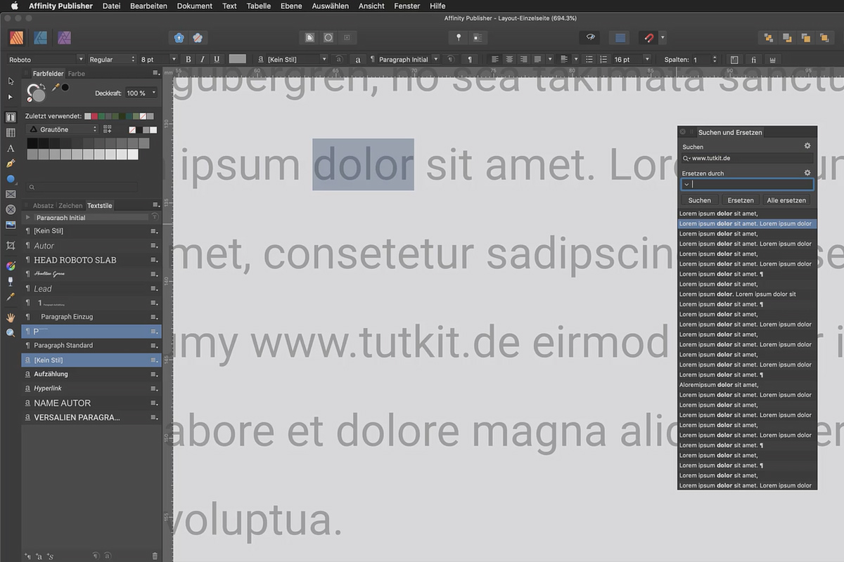 Affinity Publisher basisles: 21 | Zoeken en vervangen