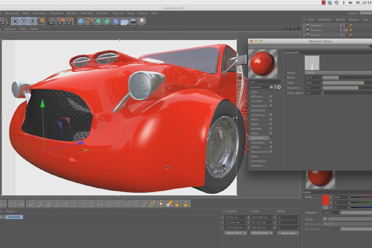 Shader og teksturer - Materiale oprettelse i CINEMA 4D: Bilmaling