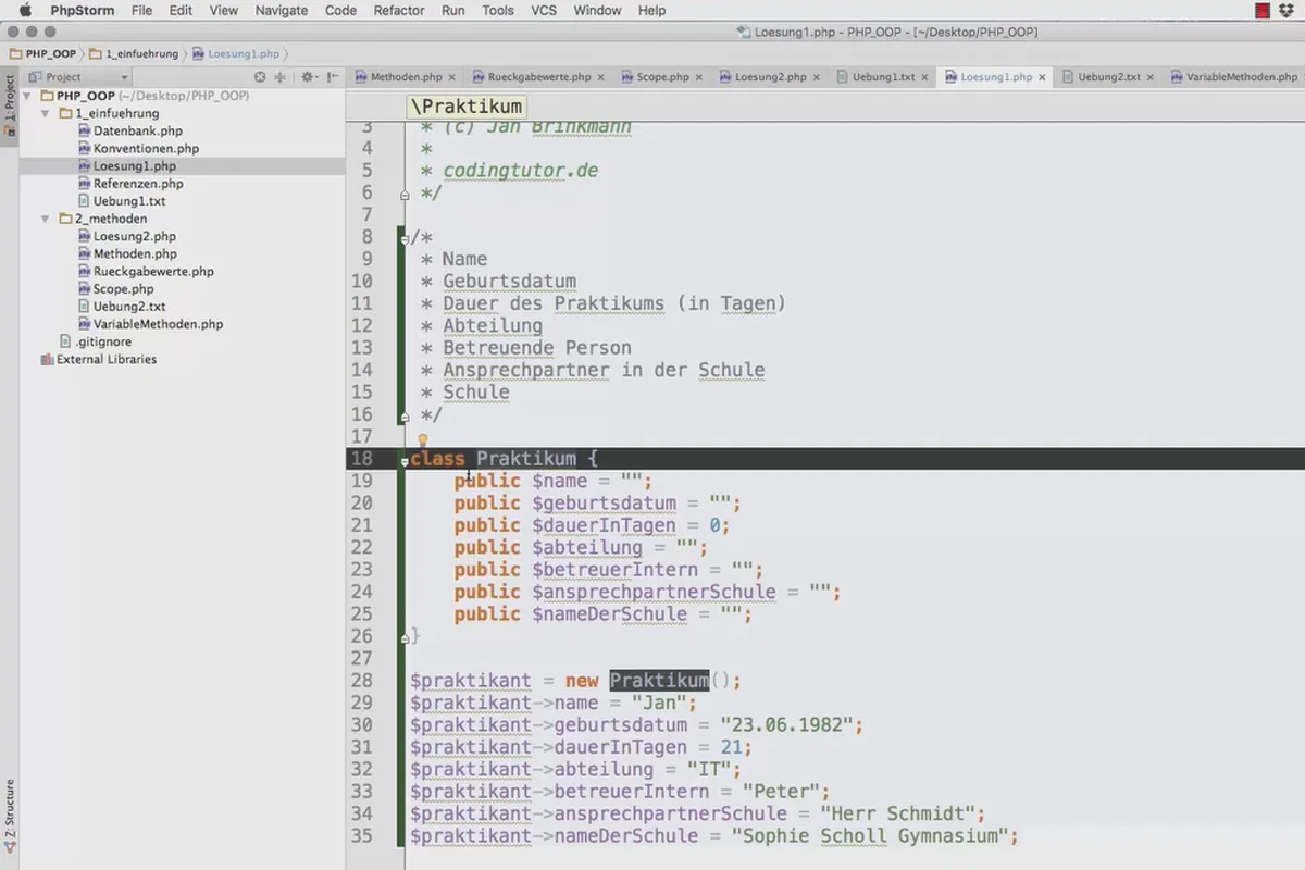 Objektorientert webprogrammering med PHP - 3.08 løsning #1