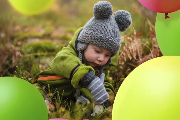 Pictures with colorful balloons: classic balloon shape 1