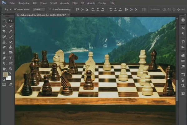 Photoshop-Composing - 체스 게임 - 10부: 말 조각 선택 및 체스 판에 추가적인 색상 보정