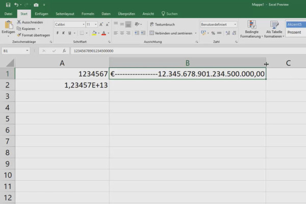 Excel course for controlling and sales: Assortment list, units, currency & Co - 4.1 Formatting large numbers