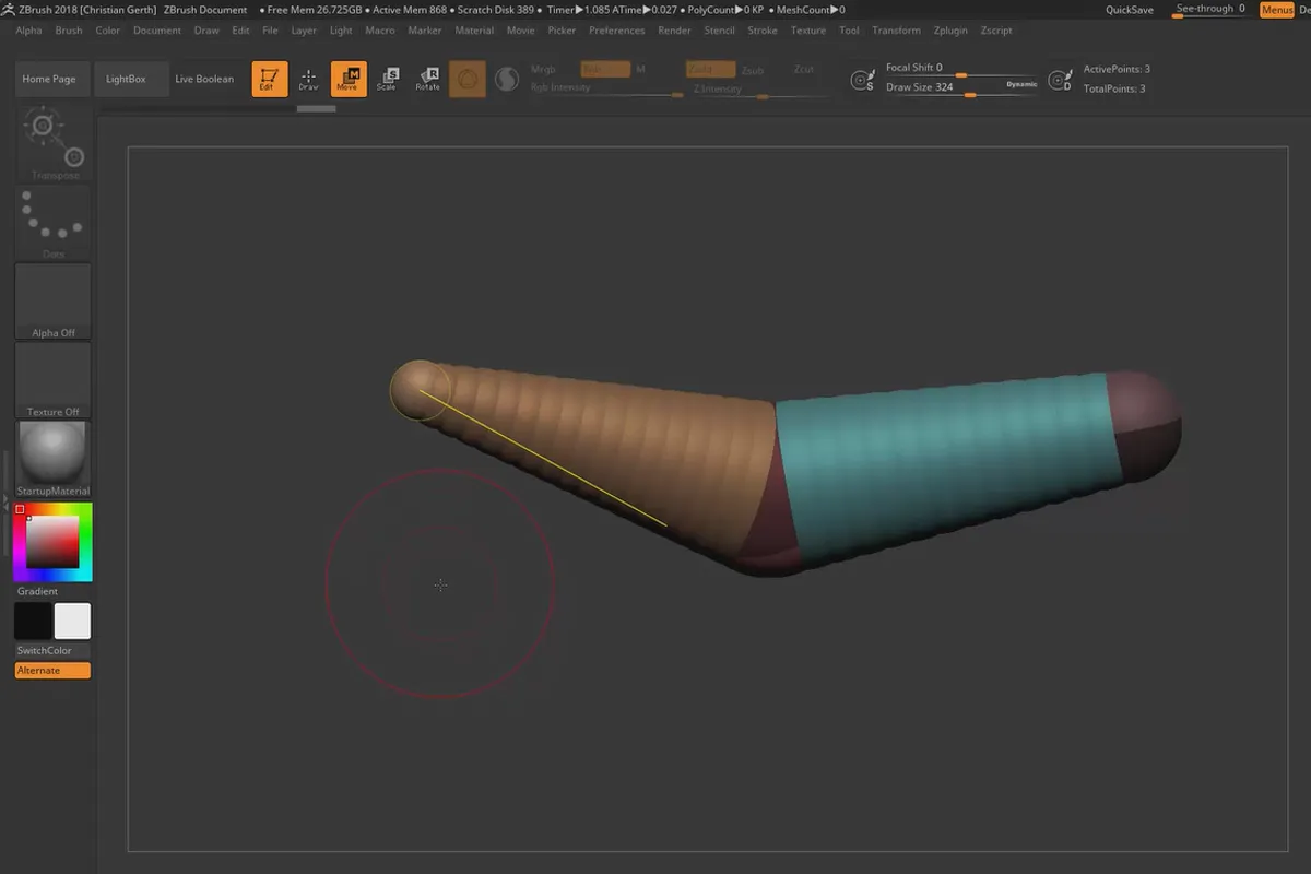 ZBrush 2018 og 4R8 - Videotrening om oppdateringene: 13 Dynamesh