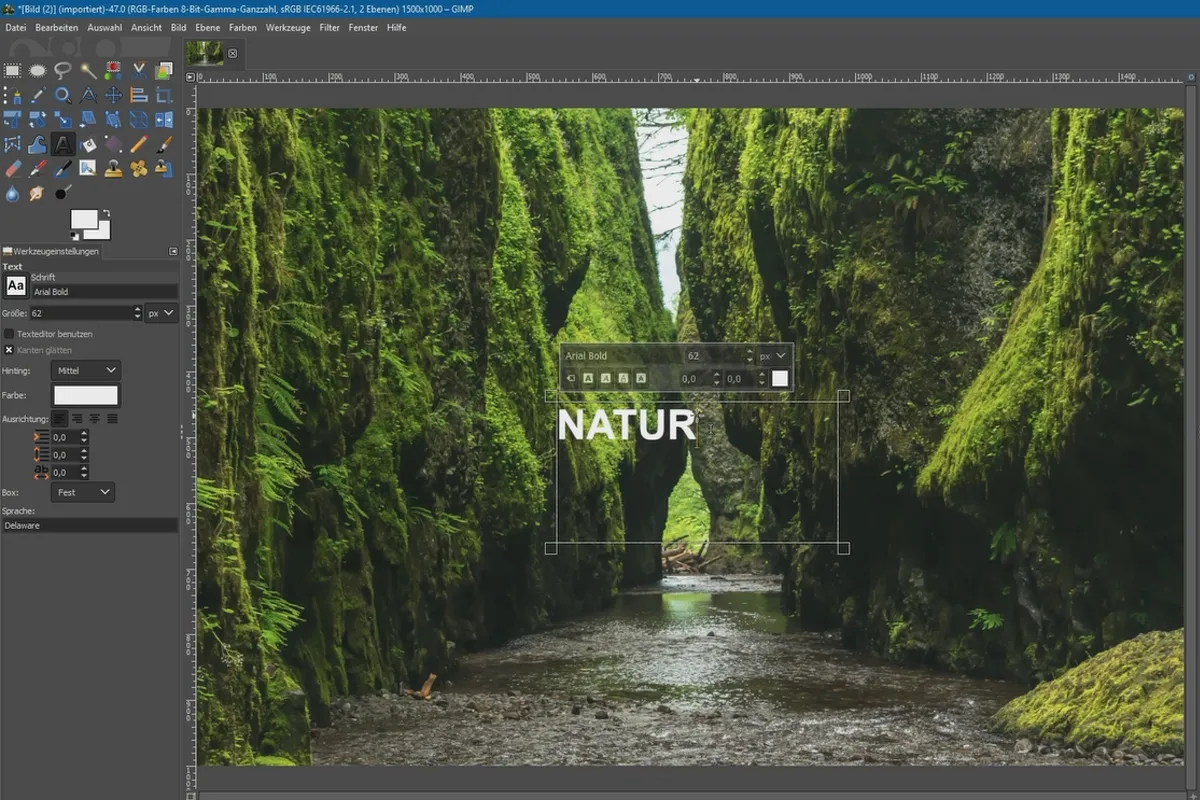 Nuove funzioni in GIMP 2.10: 2.12 | Strumento di testo