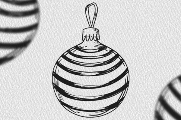 Motivo navideño en blanco y negro: bola decorativa de árbol de Navidad