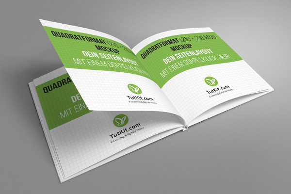 Kare kapaklı kitapla mockup – Versiyon 1