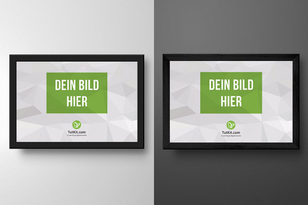 Mockup for a black picture frame in landscape format