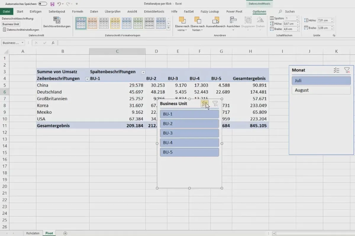 Tabel Pivot dalam Excel: 4.1 | Analisis Detail dengan Klik pada Tabel Pivot