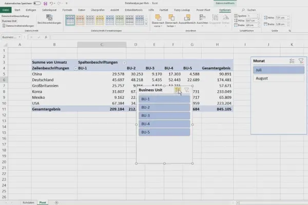 Pivot-Tabellen in Excel: 4.1 | Detailanalyse per Klick in Pivot-Tabellen