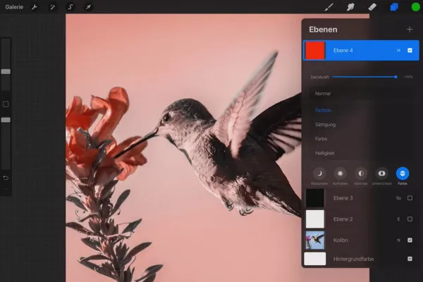 Procreate-Tutorial – Grundlagen zum digitalen Zeichnen auf dem iPad: 3.9 | Ebenen-Überblendmodi: Unterschied und Farbe