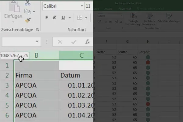 Excel-Grundlagen – Einführung für Anfänger: 23 Ein- und Ausblenden von Zeilen und Spalten