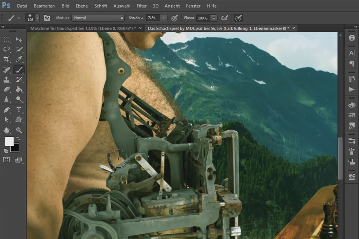 Photoshop-kompositointi - Shakkipeli - Osa 11: Koneen irtileikkaaminen, sijoittaminen ja varjostaminen