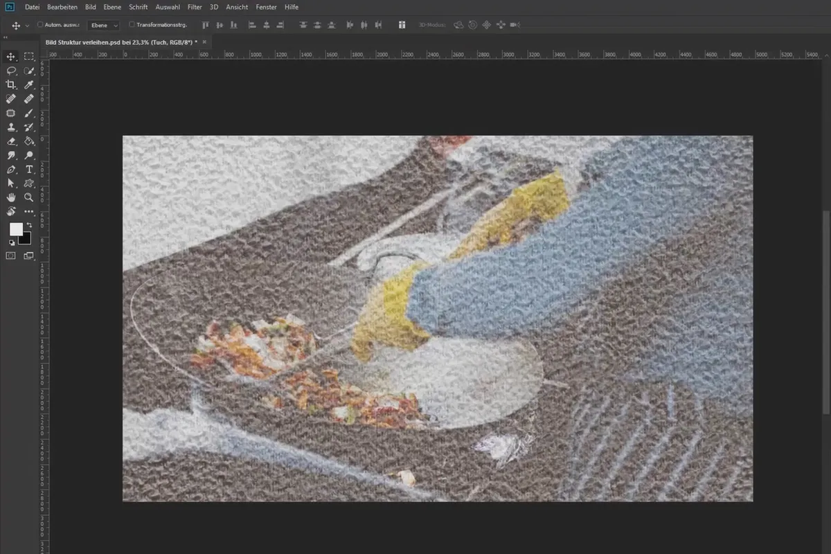 Texturen in Photoshop kreativ anwenden: 2 Einem Bild eine Oberflächenstruktur verleihen