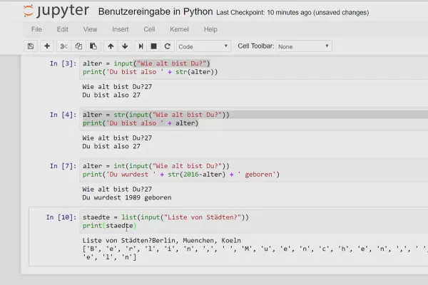 Python-Programmierung für Einsteiger – 23 Benutzereingabe