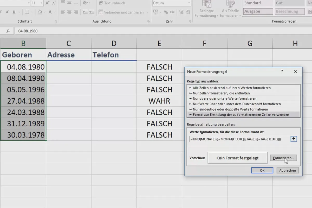 Excel training for more efficiency in the office: Calendar, organization chart & Co - 3.12 Useful birthday list