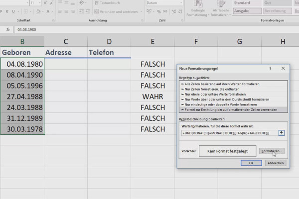 Excel training for more efficiency in the office: Calendar, organization chart & Co - 3.12 Useful birthday list