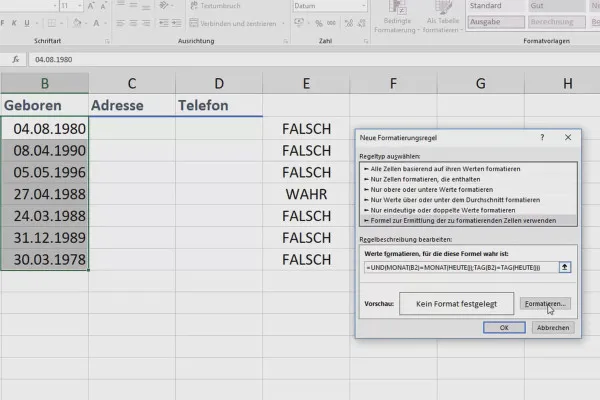 Excel training for more efficiency in the office: Calendar, organization chart & Co - 3.12 Useful birthday list