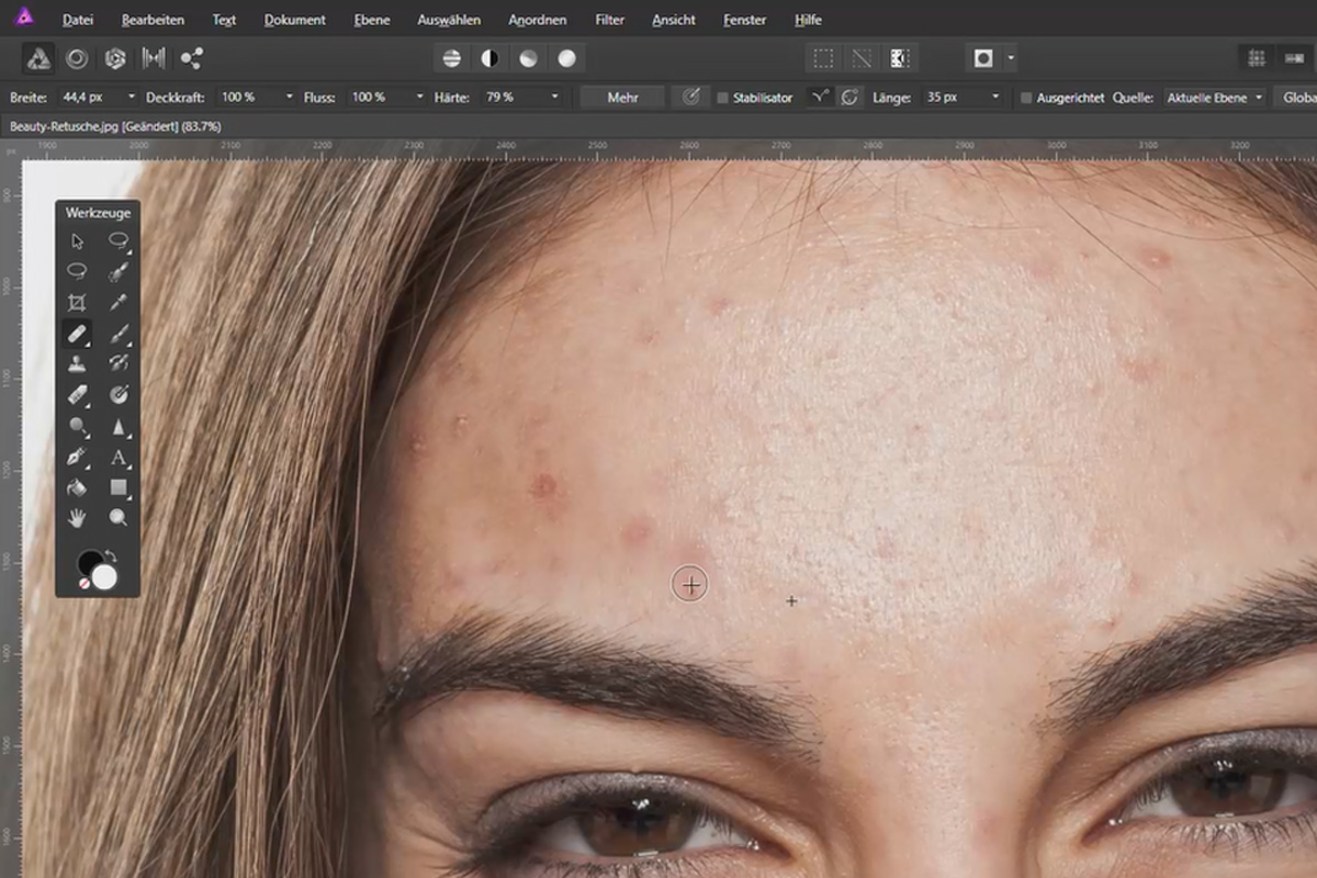 Güzellik düzenlemesi Affinity Photo'da: 02 | Bozulmaları gidermek