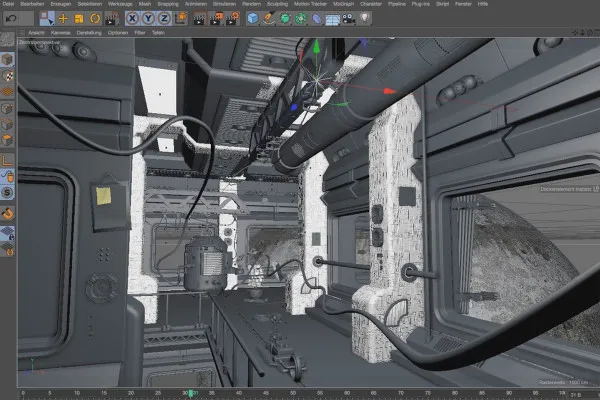 Cinema 4D 실습 - 우주 정거장 모델링과 조명: 23 서브스턴스