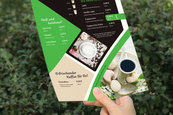 Plantilla de Photoshop para un folleto A4 de 1 página en formato vertical - versión 4