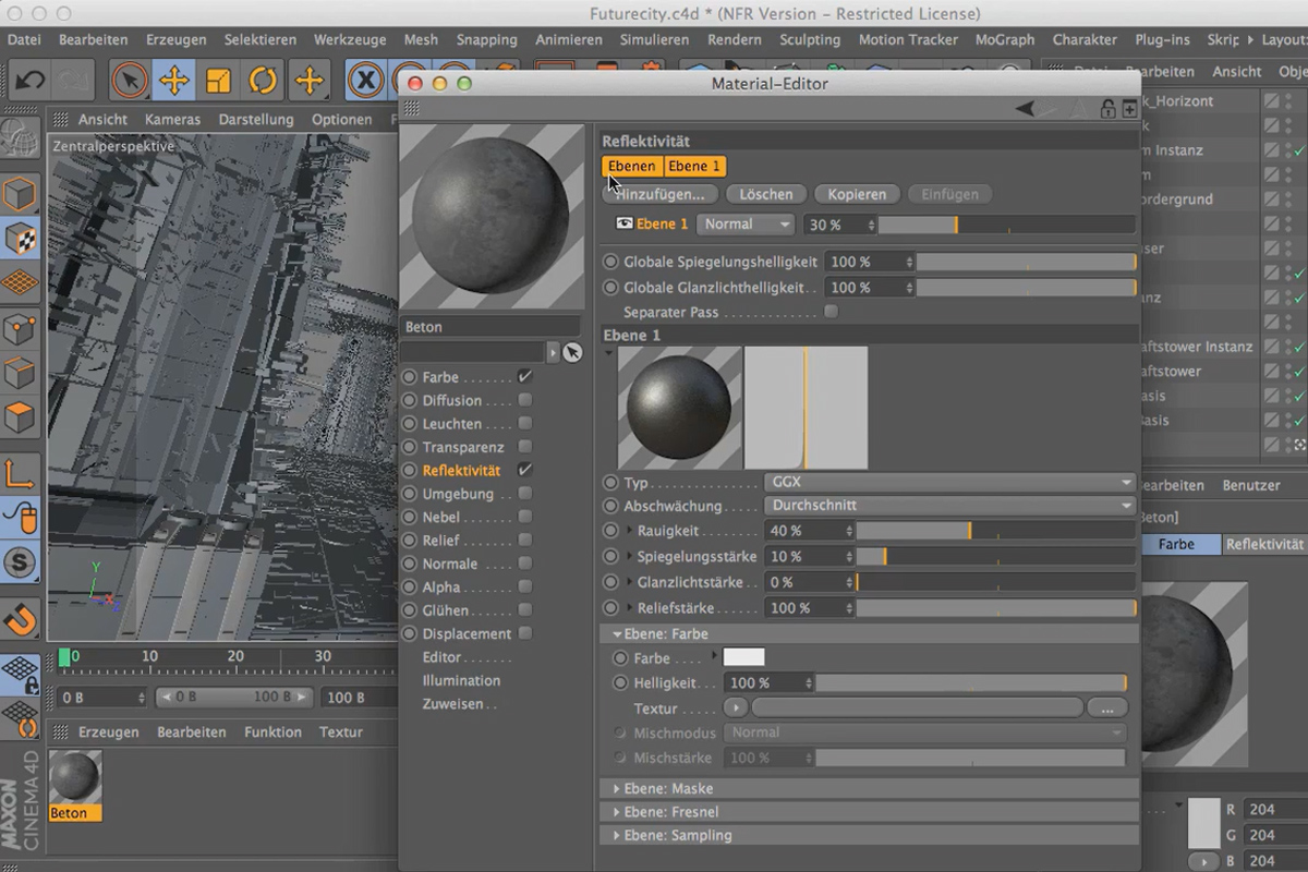 Cinema 4D kohtaa Photoshopin: I - 3.1. Materiaalin luominen