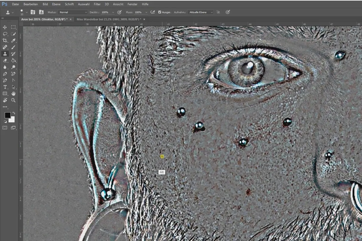 Frequenztrennung in Photoshop – 24 Struktur Gesicht