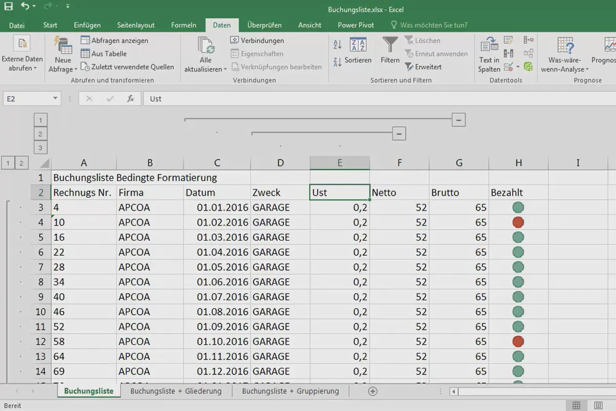 Excel-Grundlagen – Einführung für Anfänger: 24 Gruppieren und Gliedern mit Teilergebnis