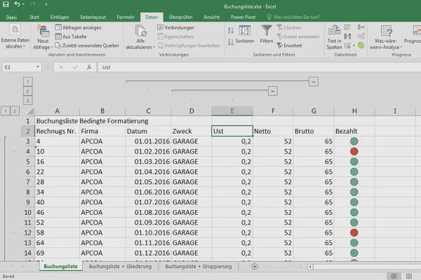 Excel-Grundlagen – Einführung für Anfänger: 24 Gruppieren und Gliedern mit Teilergebnis