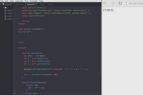 Das ultimative Training für JavaScript und jQuery – 3.6 Interaktive Uhr