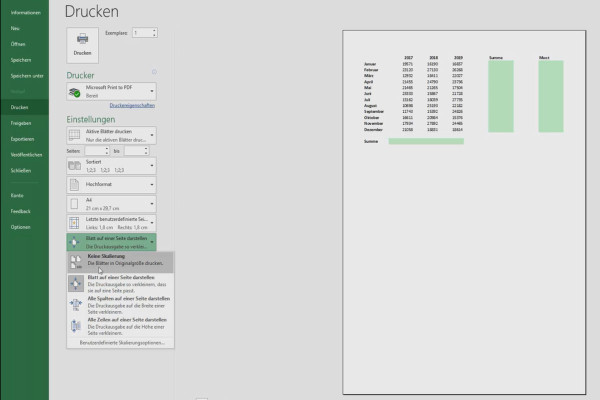 Excel tutorial: Pivot, charts and table design for clear data presentation - 3.10 Excel table on a single page