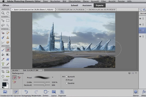Digital bildredigering för Airbrush-konstnärer: Måla digitalt baserat på projektet Space Landscape - Background: Skapa moln