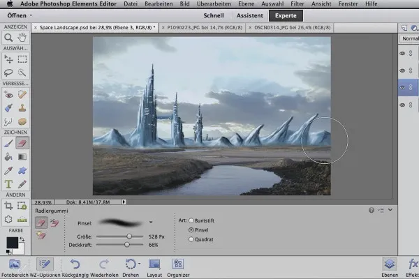 Digital bilderedigering for airbrush-kunstnere: Digital maling ved hjelp av prosjektet Space Landscape - Background: Opprett skyer