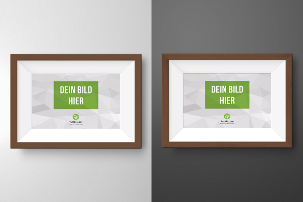Mockup for picture frame in landscape format with passe-partout, color customizable