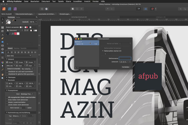 Affinity Publisher Basistutorial: 24 | Sectie-assistent